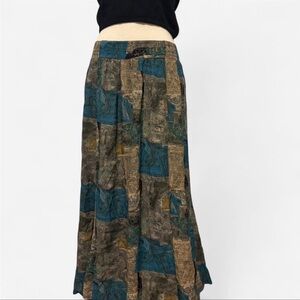 Carole Little Teal and Brown Maxi Skirt